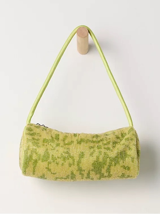 Free People Handbags - Free People Bailey Beaded Barrel Shoulder Handbag Purse Lime Green - NWT